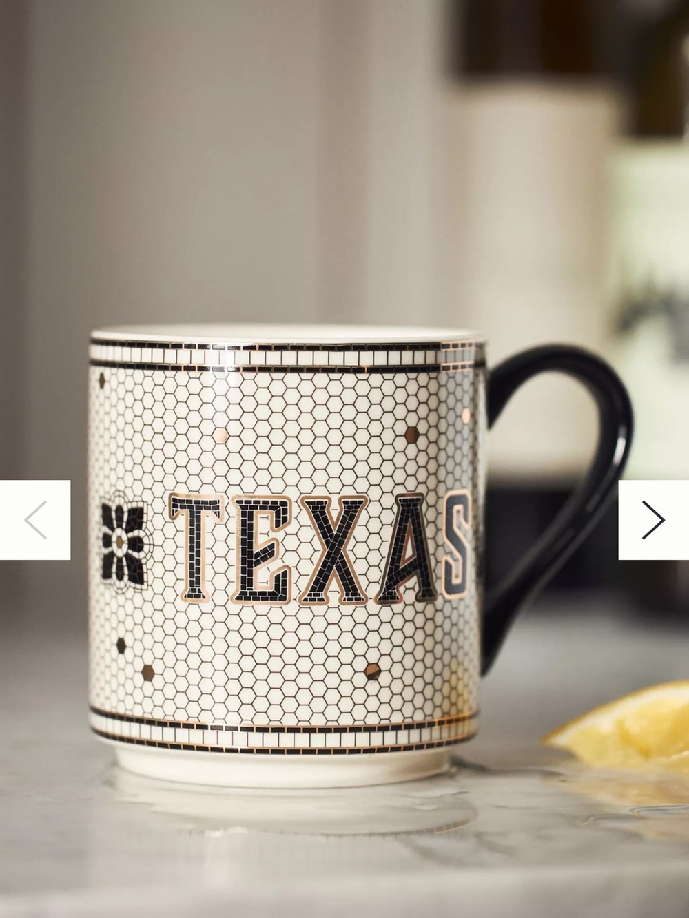 Anthropology Texas Bistro Tile Stoneware 24k Gold Accent Jetsetter Mug